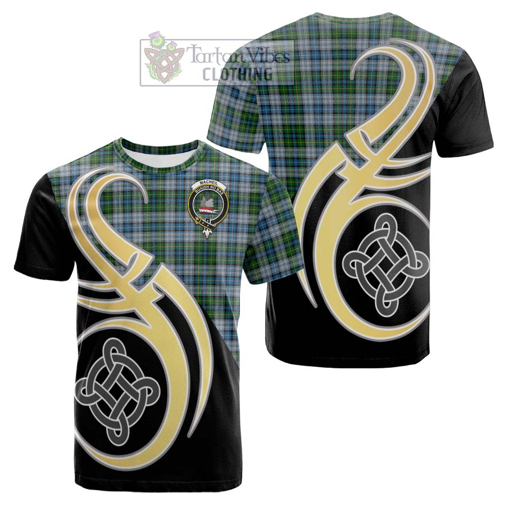 Tartan Vibes Clothing MacNeil Dress Tartan Cotton T-shirt with Family Crest and Celtic Symbol Style