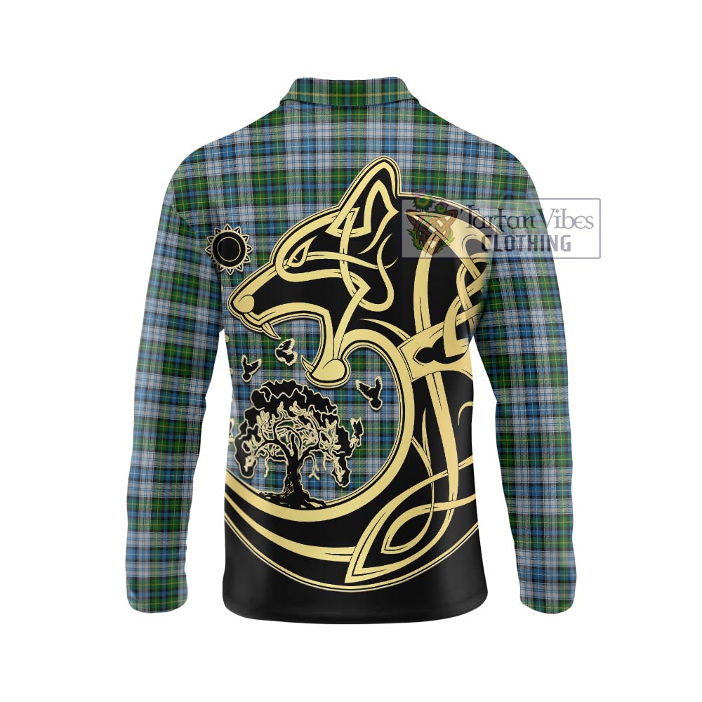 MacNeil (McNeil) Tartan Long Sleeve Polo Shirt with Family Crest Celtic Wolf Style - Tartanvibesclothing Shop