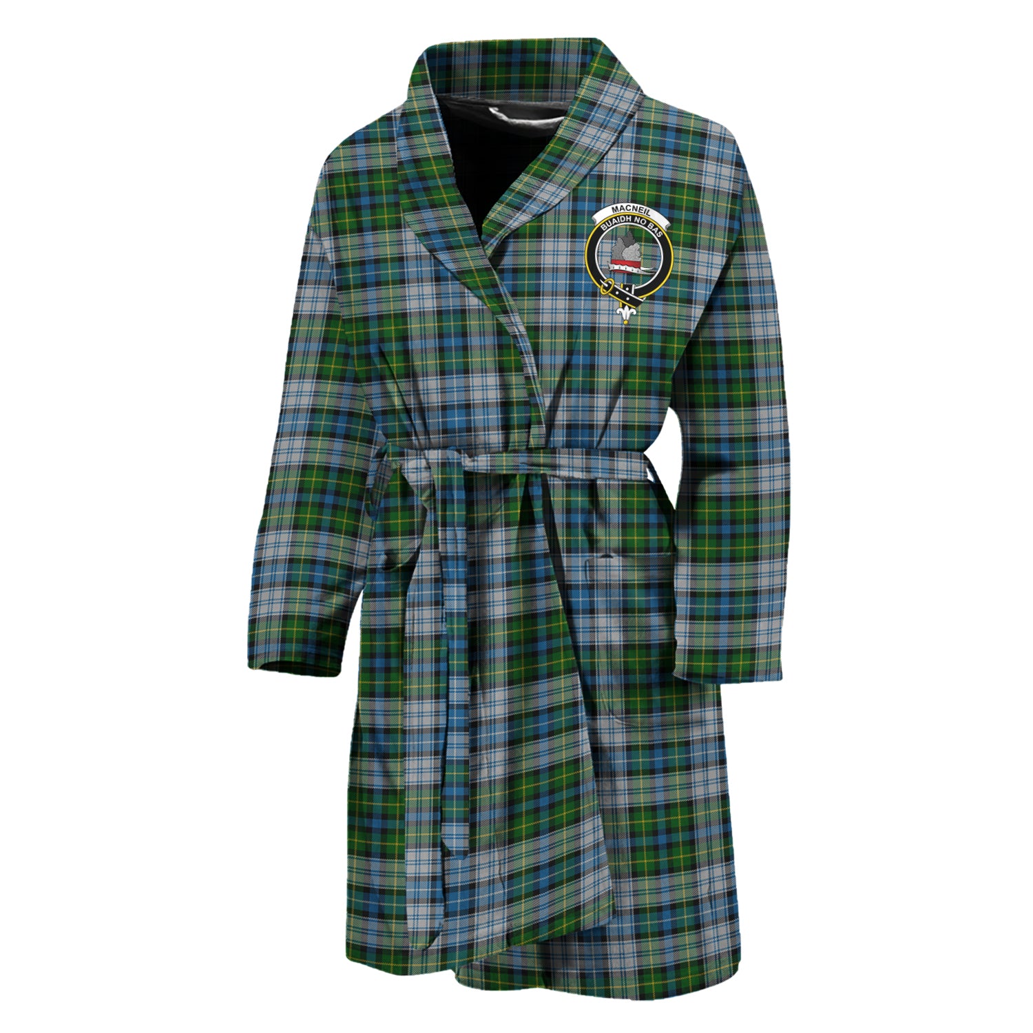 MacNeil (McNeil) Tartan Bathrobe with Family Crest Unisex M - Tartan Vibes Clothing