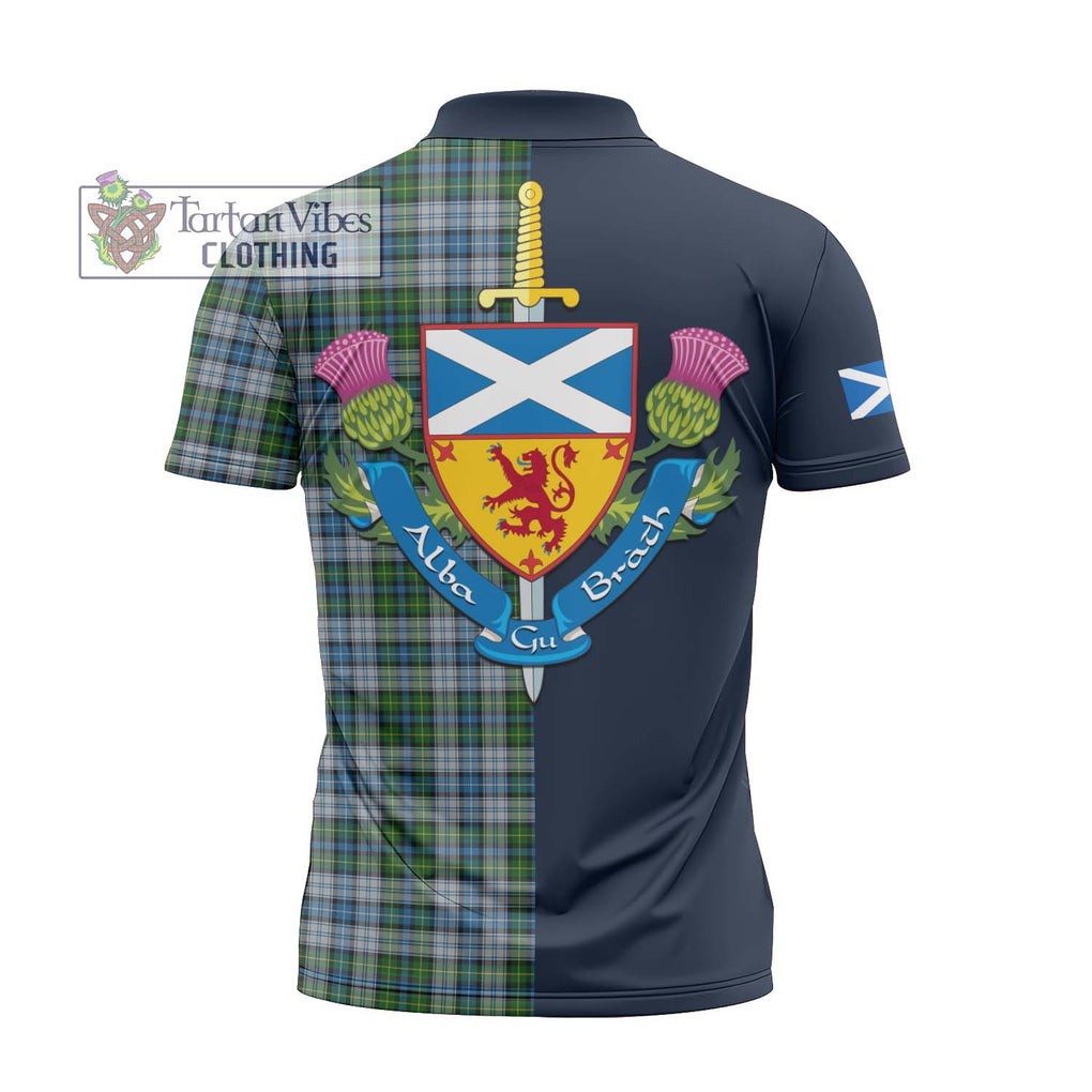 Tartan Vibes Clothing MacNeil Dress Tartan Zipper Polo Shirt with Scottish Lion Royal Arm Half Style