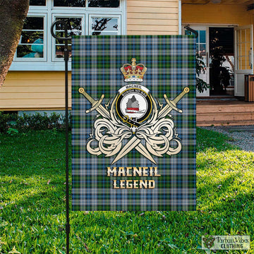 MacNeil (McNeil) Tartan Flag with Clan Crest and the Golden Sword of Courageous Legacy