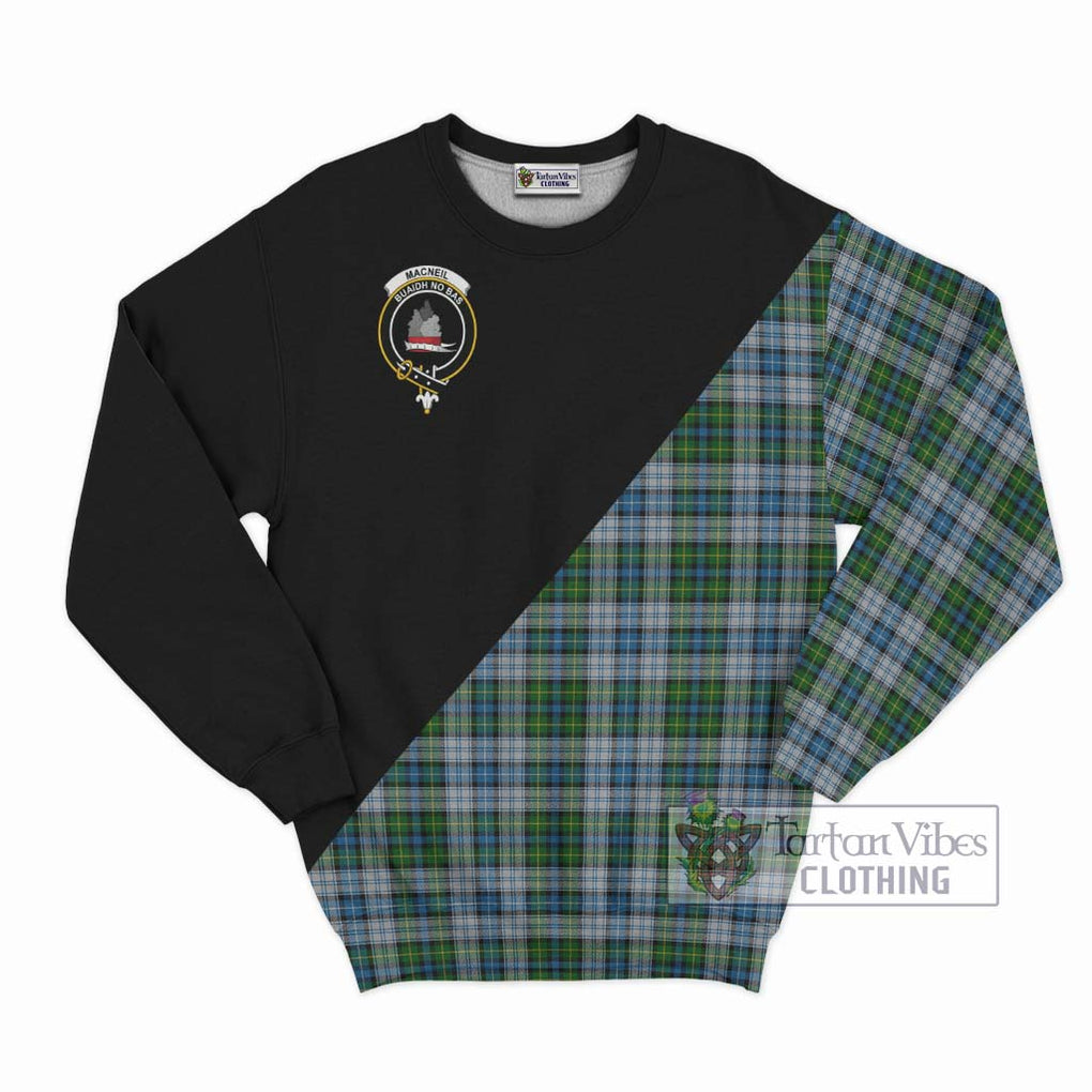 MacNeil (McNeil) Tartan Sweatshirt with Family Crest and Military Logo Style - Tartanvibesclothing Shop