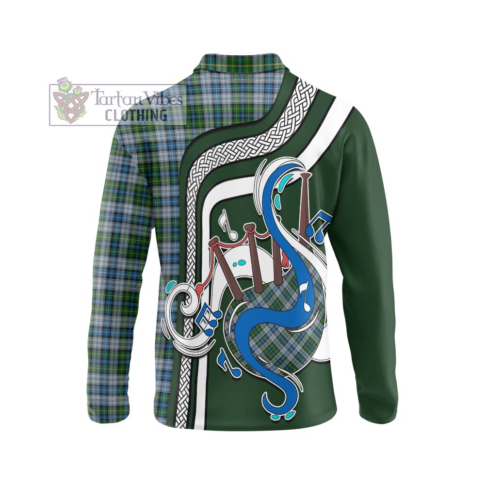 Tartan Vibes Clothing MacNeil Dress Tartan Long Sleeve Polo Shirt with Epic Bagpipe Style