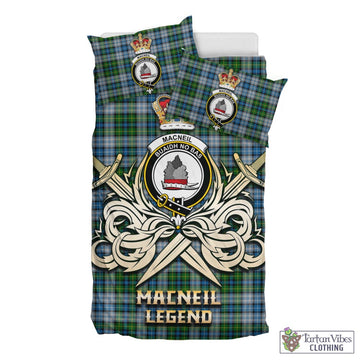 MacNeil (McNeil) Tartan Bedding Set with Clan Crest and the Golden Sword of Courageous Legacy