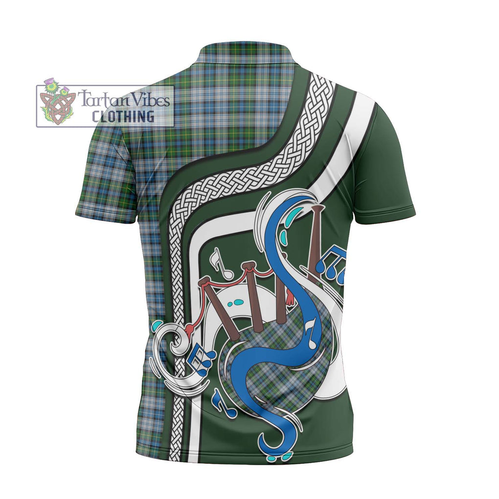 MacNeil (McNeil) Tartan Zipper Polo Shirt with Epic Bagpipe Style - Tartanvibesclothing Shop