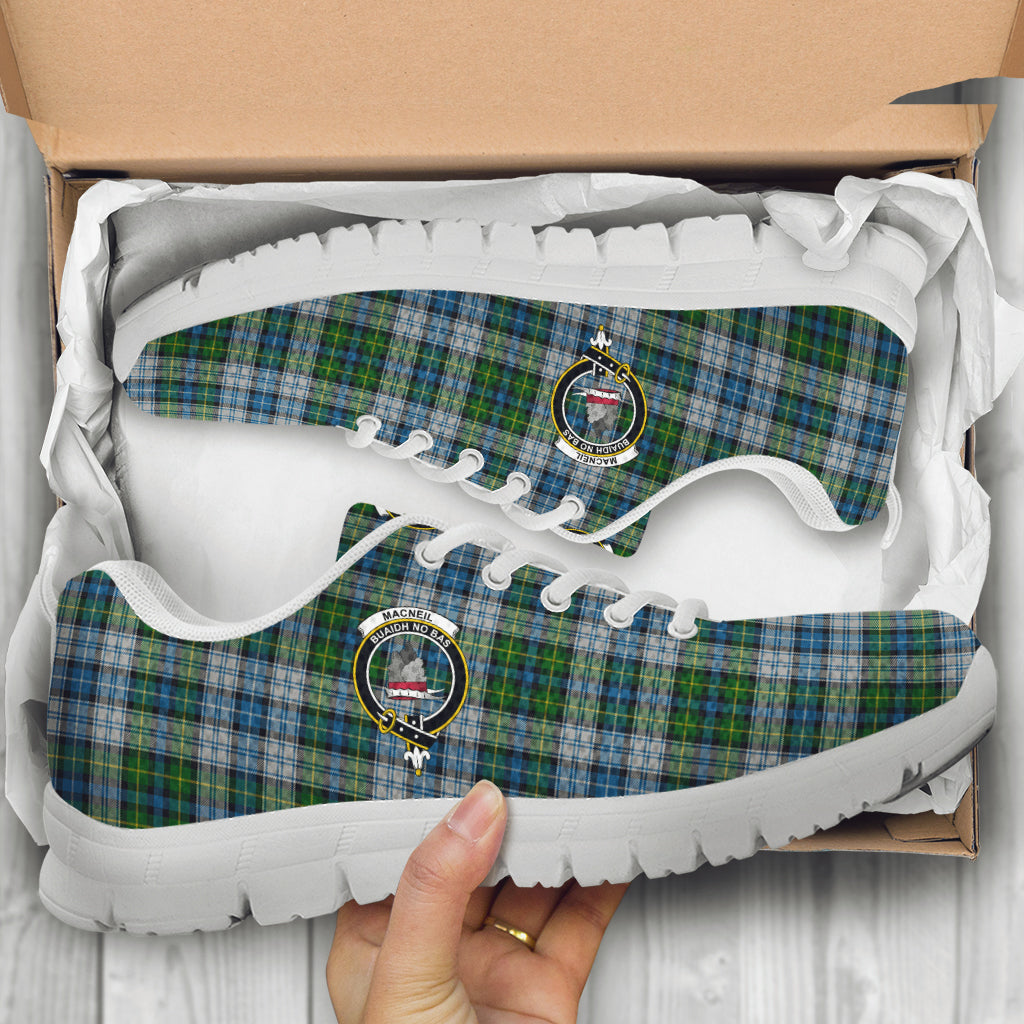 MacNeil (McNeil) Tartan Sneakers with Family Crest - Tartan Vibes Clothing