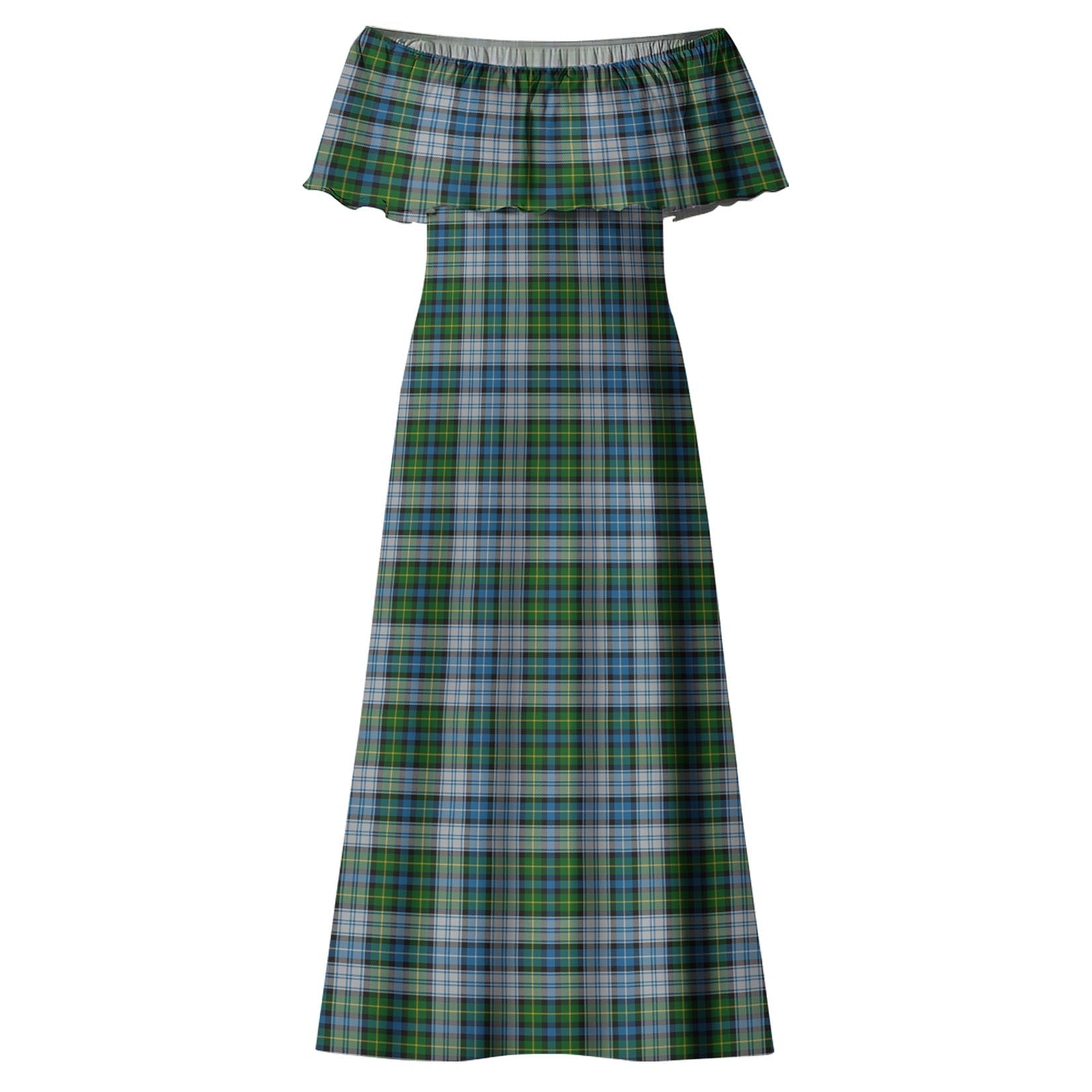 MacNeil Dress Tartan Off Shoulder Long Dress - Tartanvibesclothing