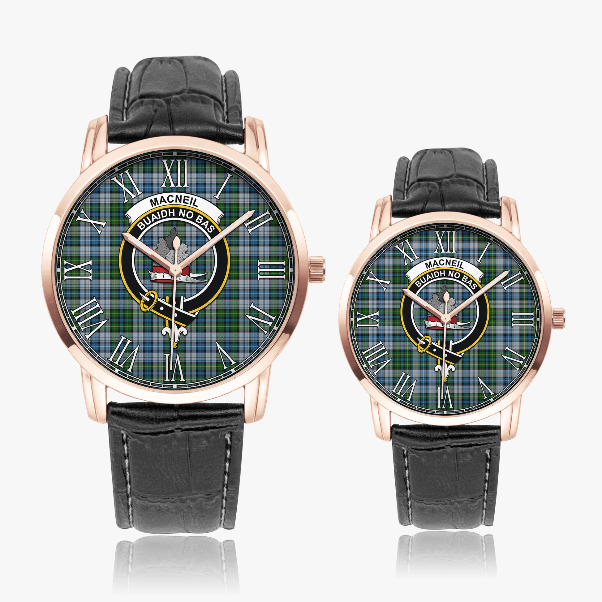 MacNeil Dress Tartan Family Crest Leather Strap Quartz Watch - Tartanvibesclothing