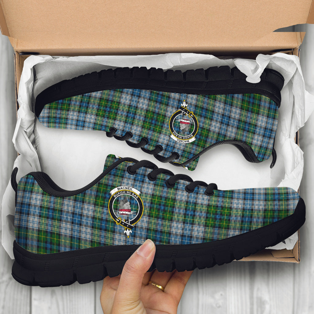 MacNeil (McNeil) Tartan Sneakers with Family Crest - Tartan Vibes Clothing