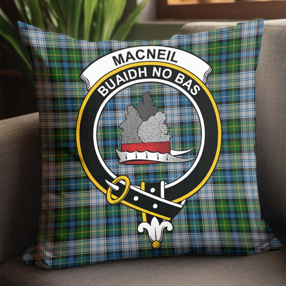 MacNeil Dress Tartan Pillow Cover with Family Crest - Tartanvibesclothing