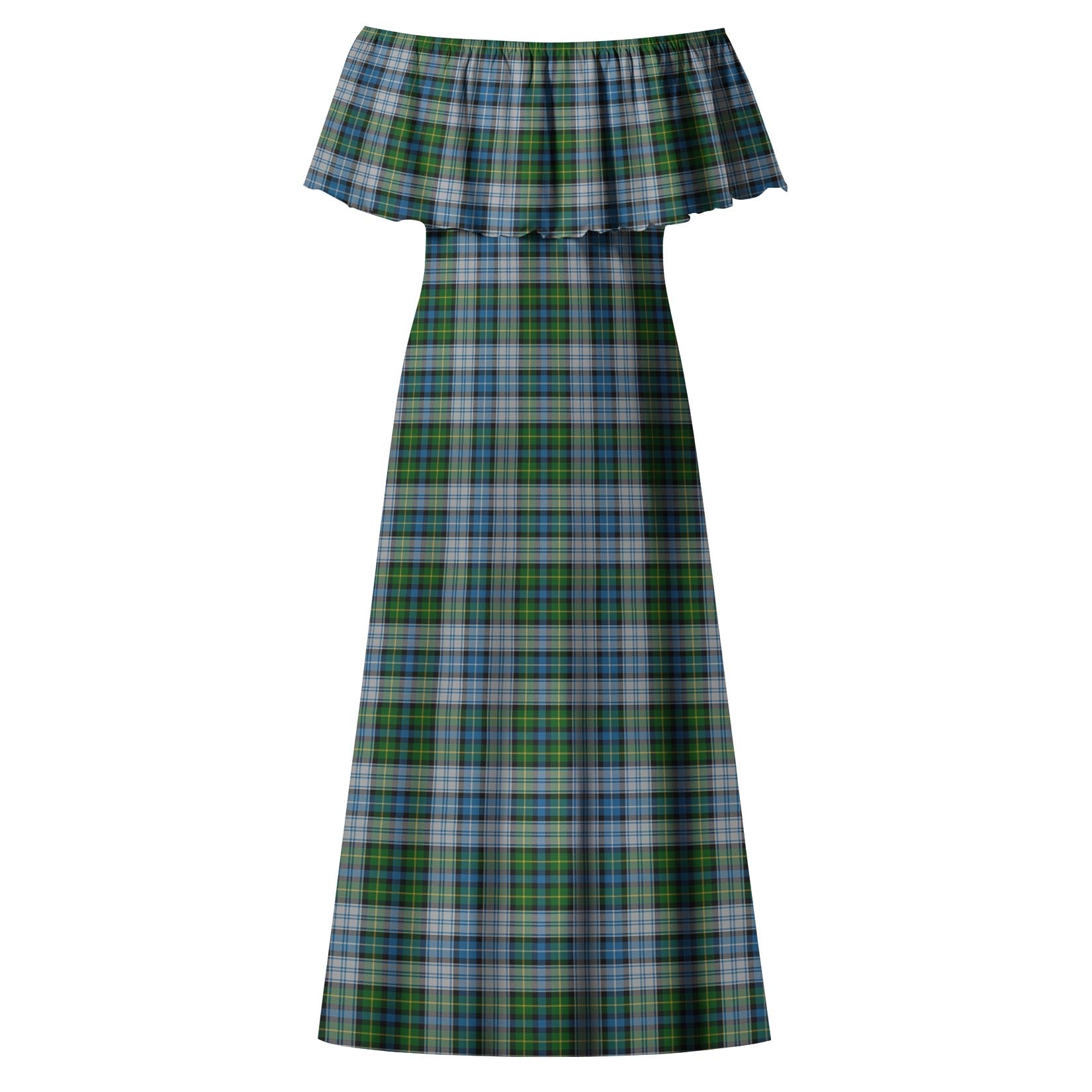 MacNeil Dress Tartan Off Shoulder Long Dress - Tartanvibesclothing