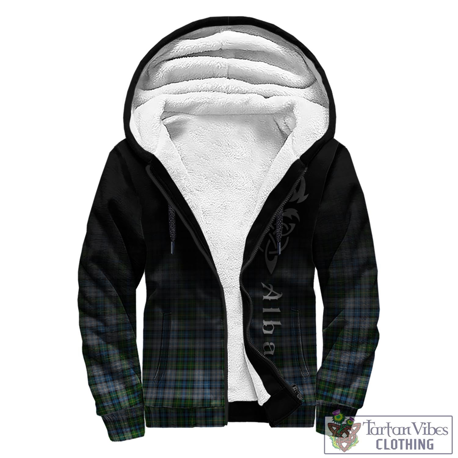 Tartan Vibes Clothing MacNeil Dress Tartan Sherpa Hoodie Featuring Alba Gu Brath Family Crest Celtic Inspired