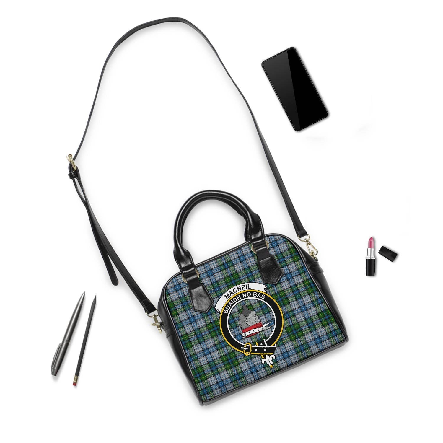 MacNeil Dress Tartan Shoulder Handbags with Family Crest - Tartanvibesclothing