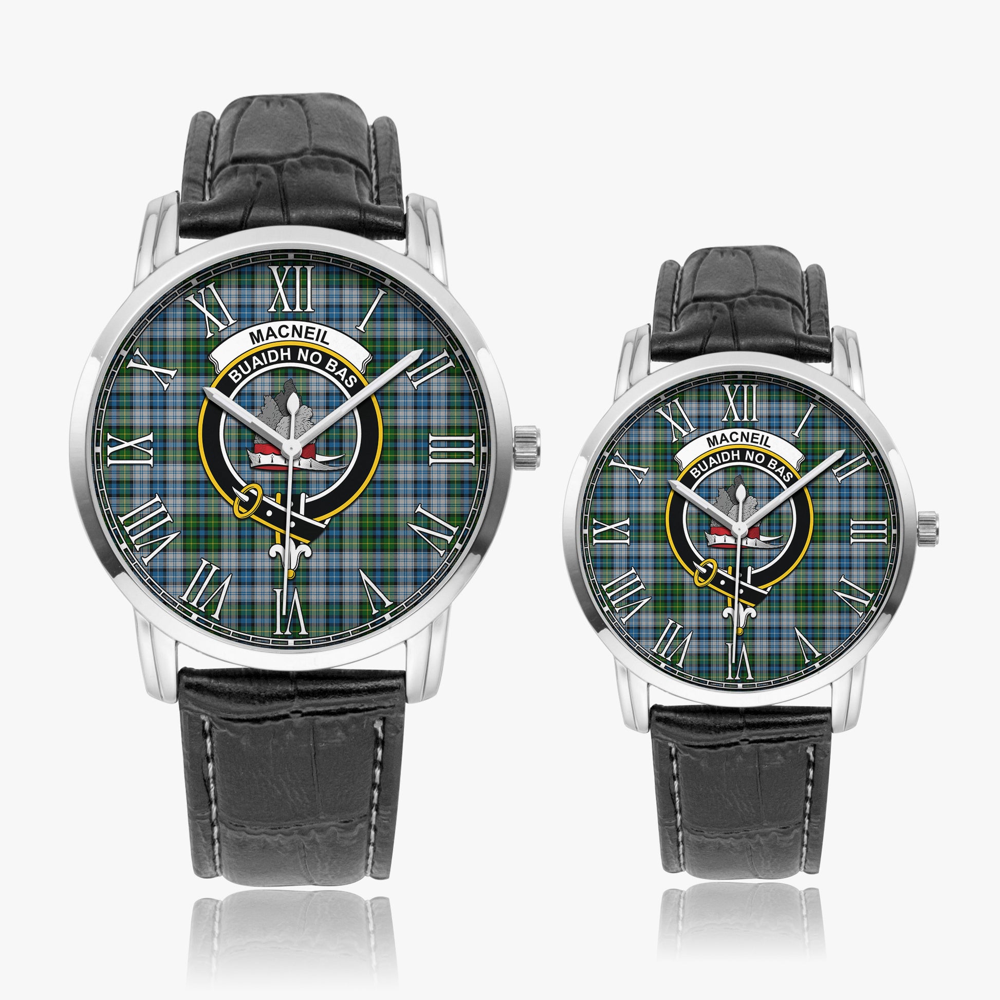 MacNeil Dress Tartan Family Crest Leather Strap Quartz Watch - Tartanvibesclothing