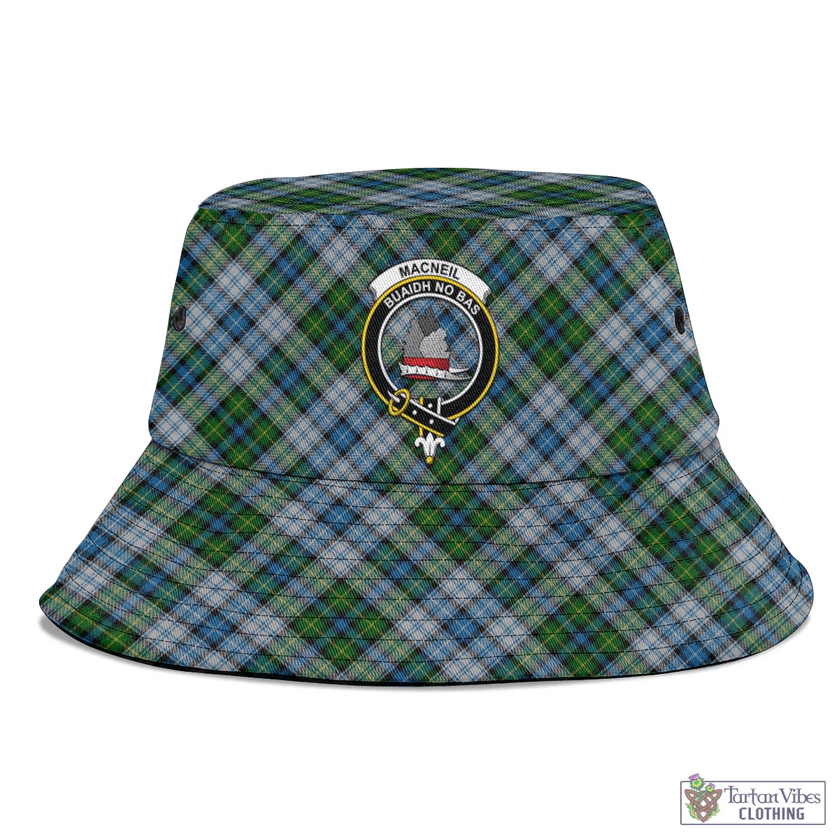 Tartan Vibes Clothing MacNeil Dress Tartan Bucket Hat with Family Crest