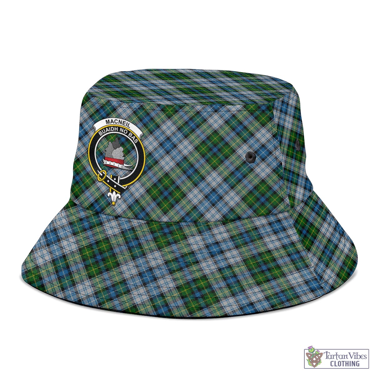 Tartan Vibes Clothing MacNeil Dress Tartan Bucket Hat with Family Crest