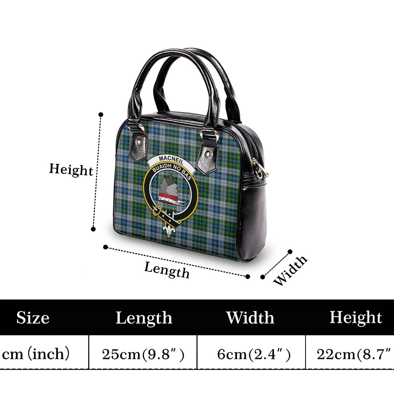 MacNeil Dress Tartan Shoulder Handbags with Family Crest - Tartanvibesclothing