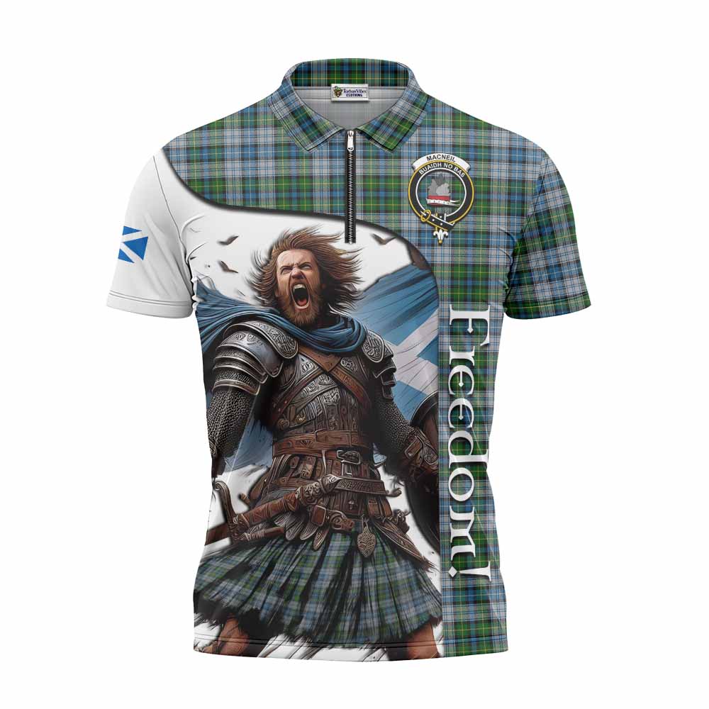 Tartan Vibes Clothing MacNeil (McNeil) Crest Tartan Zipper Polo Shirt Inspired by the Freedom of Scottish Warrior