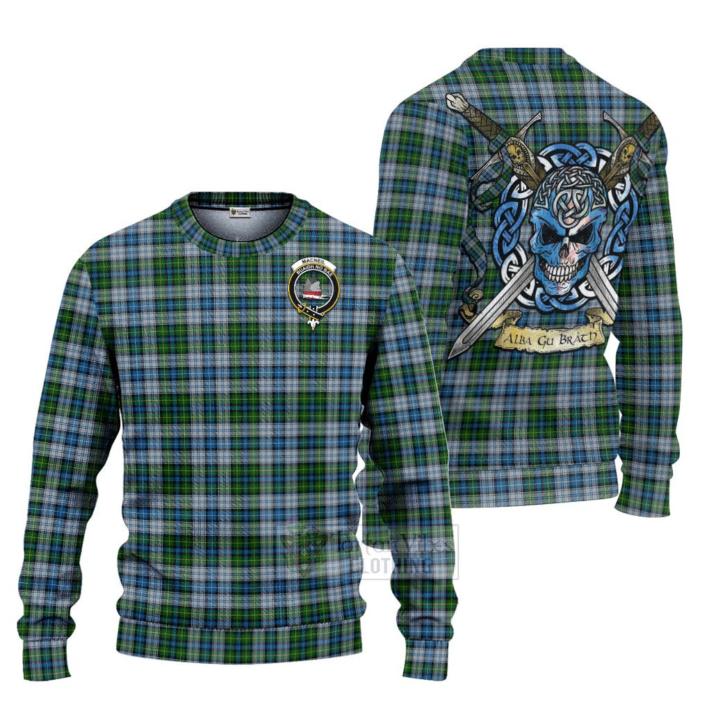 Tartan Vibes Clothing MacNeil (McNeil) Tartan Knitted Sweater with Family Crest Celtic Skull Style