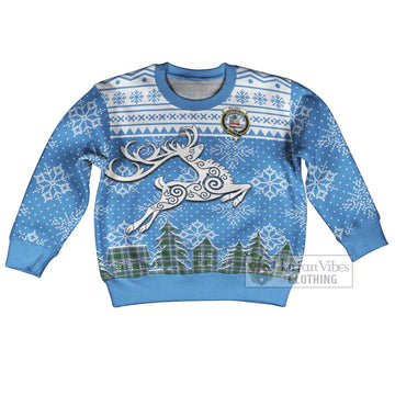 MacNeil (McNeil) Clan Christmas Kid Ugly Sweater with Tartan and Celtic Reindeer Style