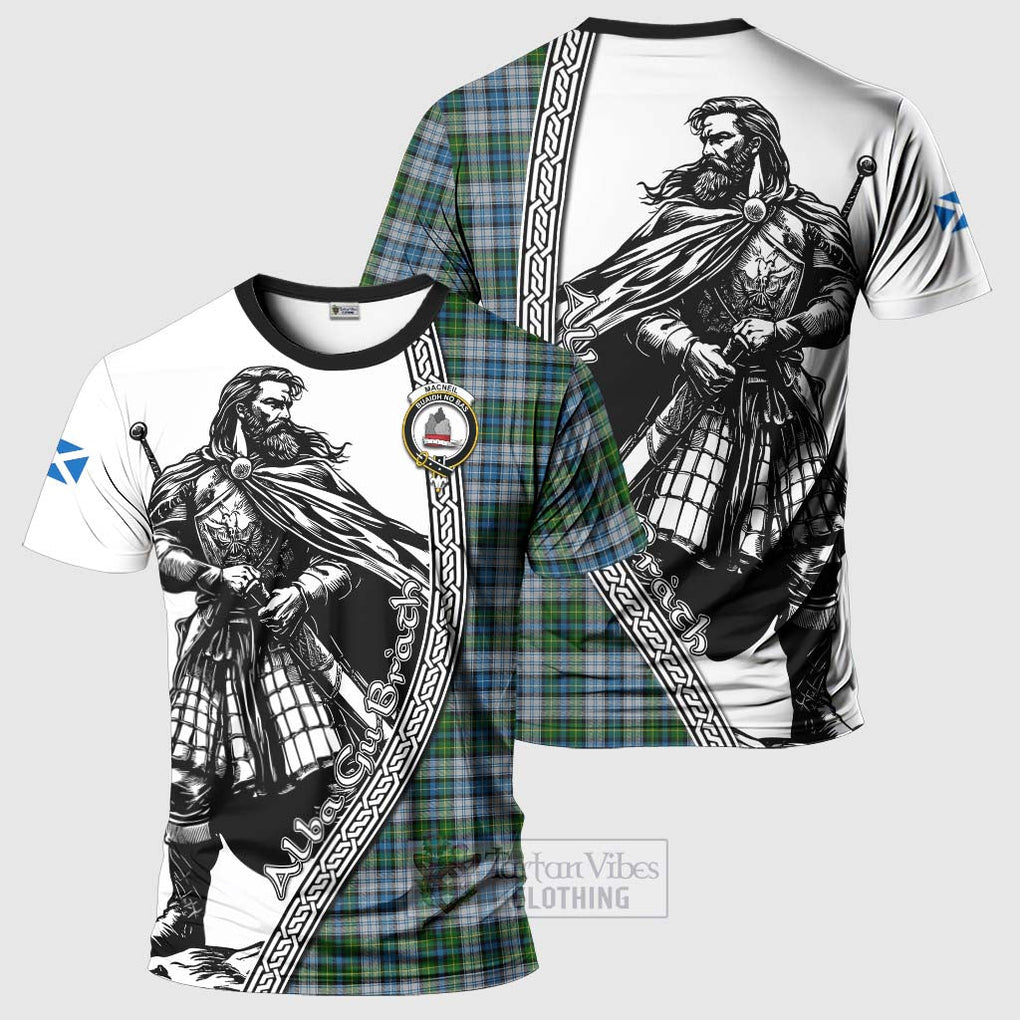 Tartan Vibes Clothing MacNeil (McNeil) Tartan Clan Crest T-Shirt with Highlander Warrior Celtic Style