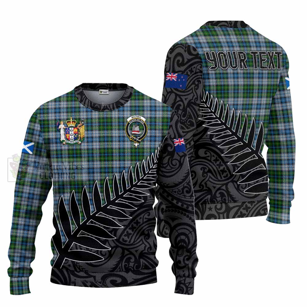 Tartan Vibes Clothing MacNeil (McNeil) Crest Tartan Knitted Sweater with New Zealand Silver Fern Half Style