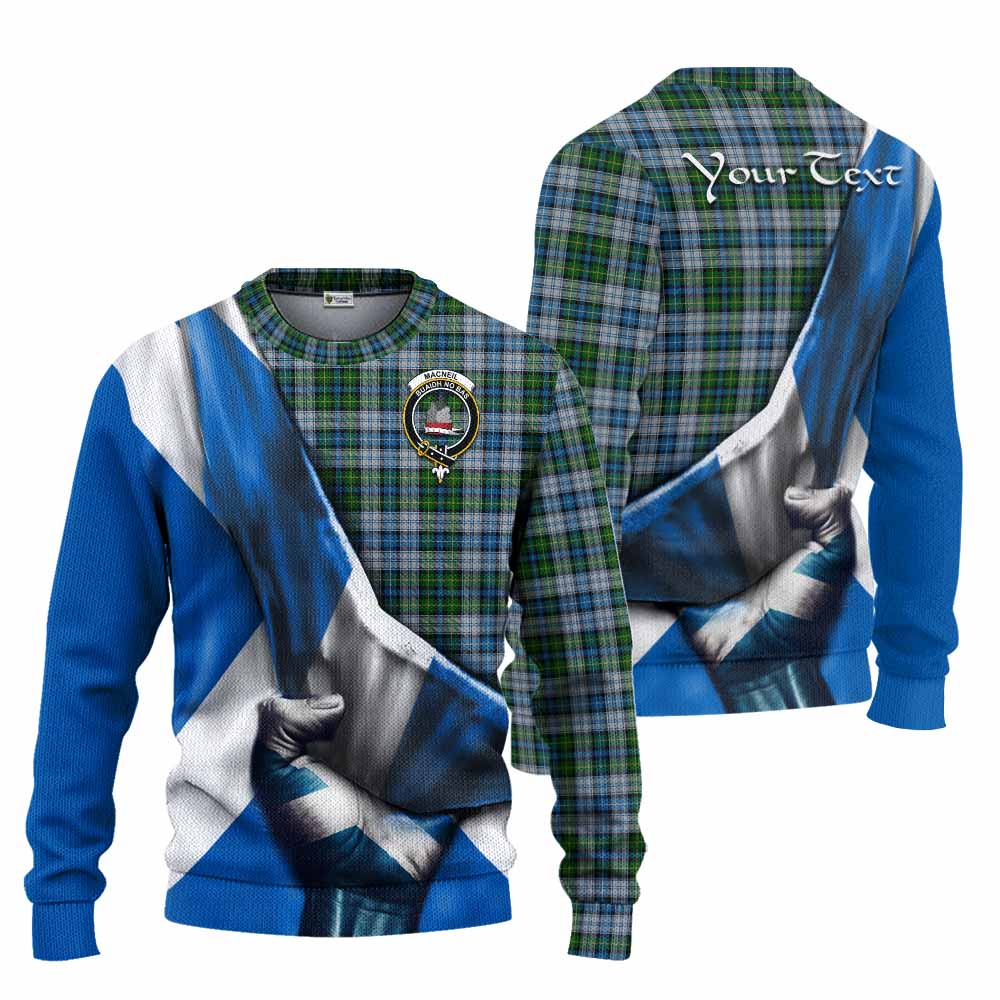 Tartan Vibes Clothing MacNeil (McNeil) Tartan Knitted Sweater with Family Crest Scotland Patriotic Style