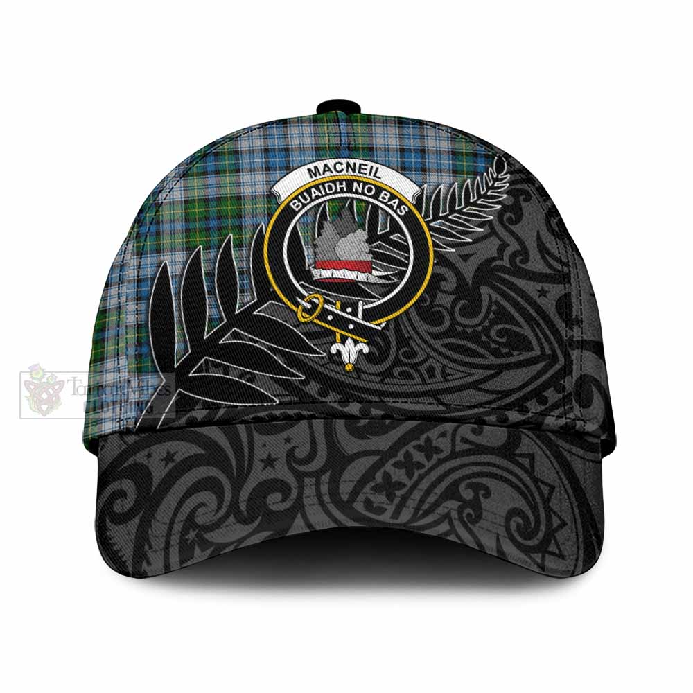 Tartan Vibes Clothing MacNeil (McNeil) Tartan Classic Cap with New Zealand Silver Fern Half Style