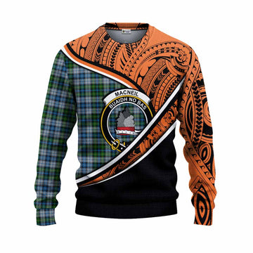 MacNeil (McNeil) Crest Tartan Knitted Sweater with Polynesian Vibes Style - Orange Version