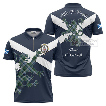 MacNeil (McNeil) Tartan Lion Rampant Zipper Polo Shirt Proudly Display Your Heritage with Alba Gu Brath and Clan Name