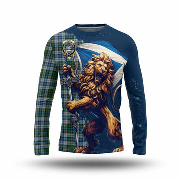 MacNeil (McNeil) Tartan Family Crest Long Sleeve T-Shirt with Scottish Majestic Lion