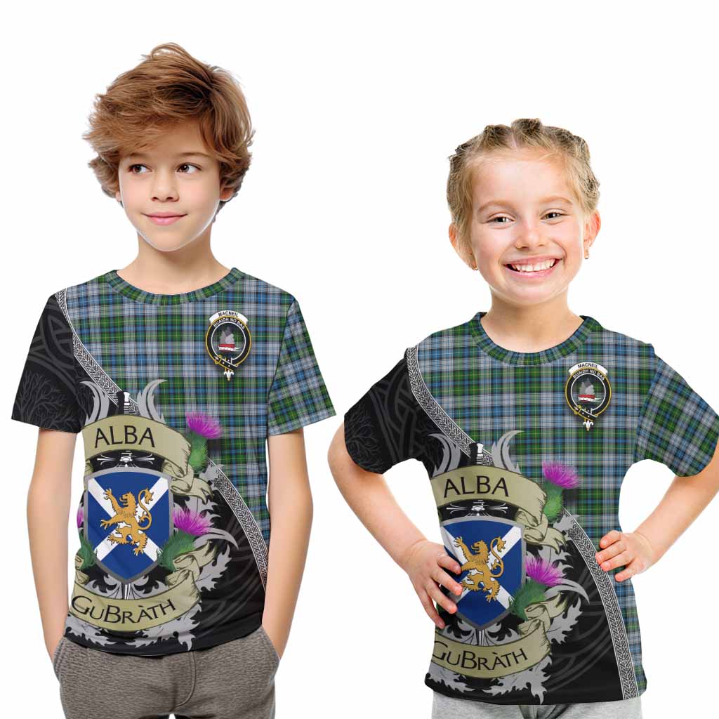 MacNeil (McNeil) Tartan Family Crest Kid T-Shirt Lion Rampant Royal Thistle Shield Celtic Inspired Youth XL Size14 - Tartan Vibes Clothing