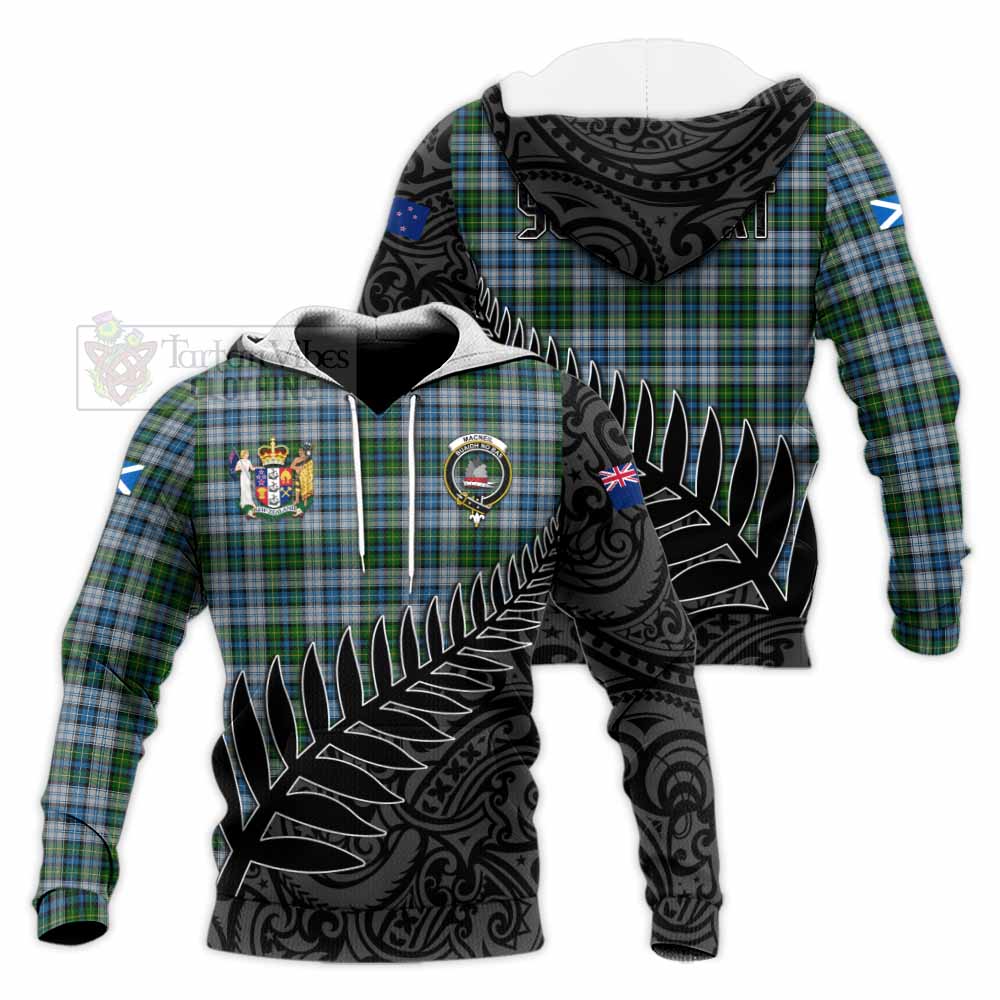 Tartan Vibes Clothing MacNeil (McNeil) Crest Tartan Knitted Hoodie with New Zealand Silver Fern Half Style