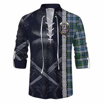 MacNeil (McNeil) Tartan Ghillie Kilt Shirt with Family Crest Cross Sword Thistle Celtic Vibes