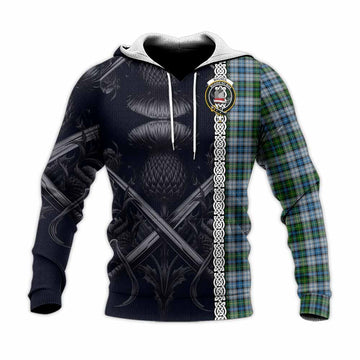 MacNeil (McNeil) Tartan Knitted Hoodie with Family Crest Cross Sword Thistle Celtic Vibes