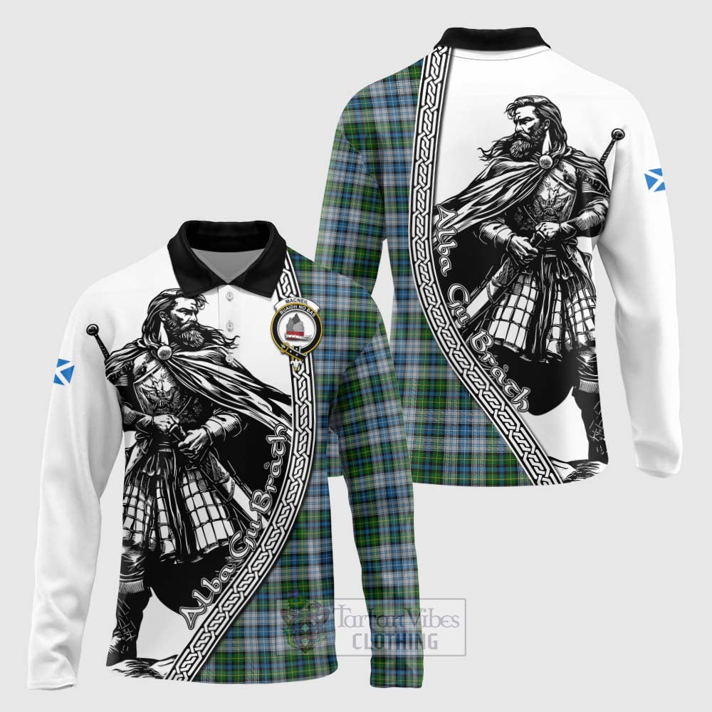 Tartan Vibes Clothing MacNeil (McNeil) Tartan Clan Crest Long Sleeve Polo Shirt with Highlander Warrior Celtic Style