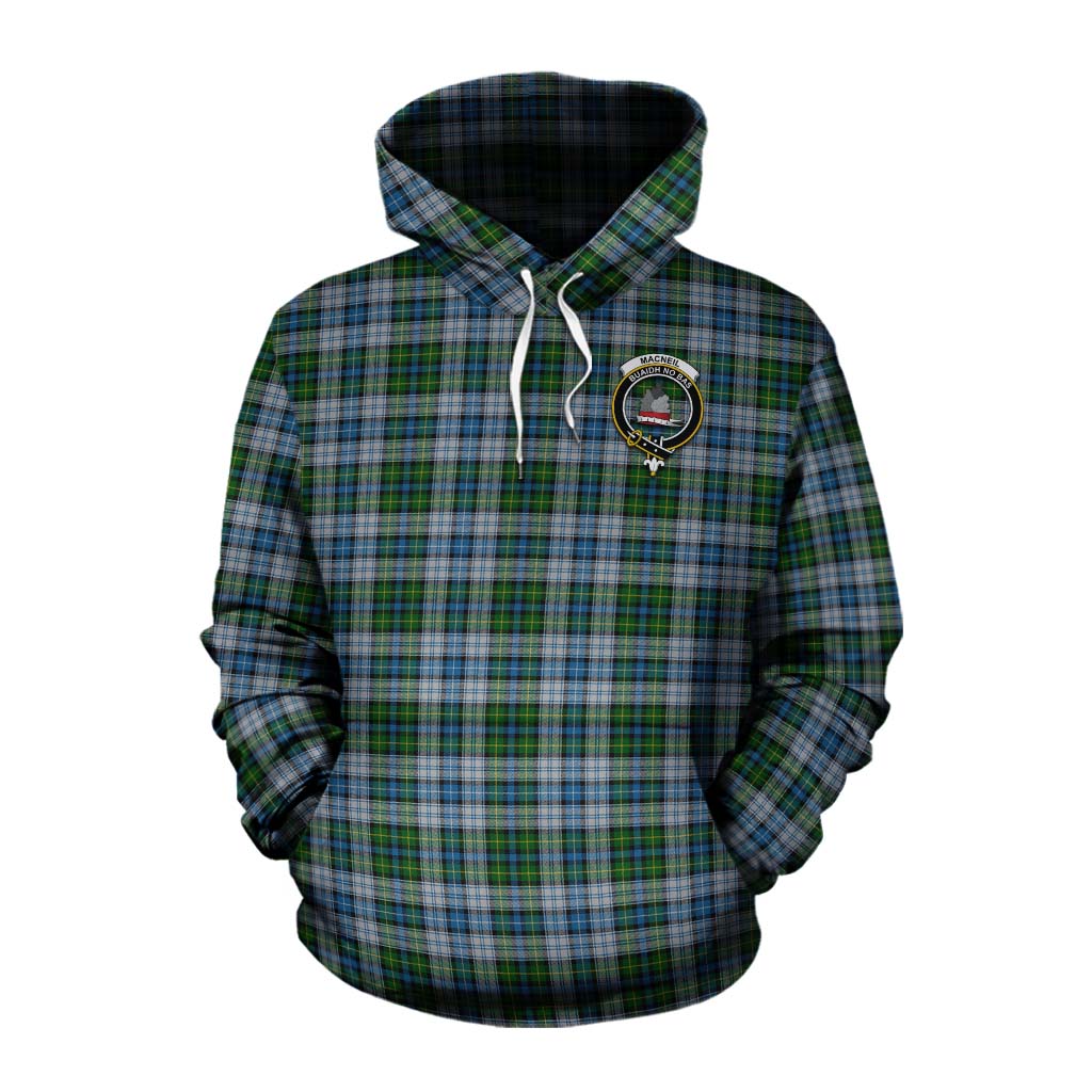 Tartan Vibes Clothing MacNeil (McNeil) Tartan Cotton Hoodie with Family Crest Celtic Skull Style