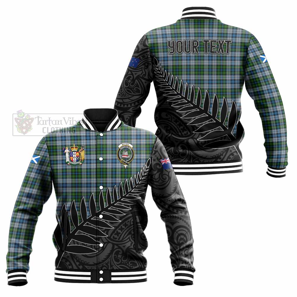 Tartan Vibes Clothing MacNeil (McNeil) Crest Tartan Baseball Jacket with New Zealand Silver Fern Half Style