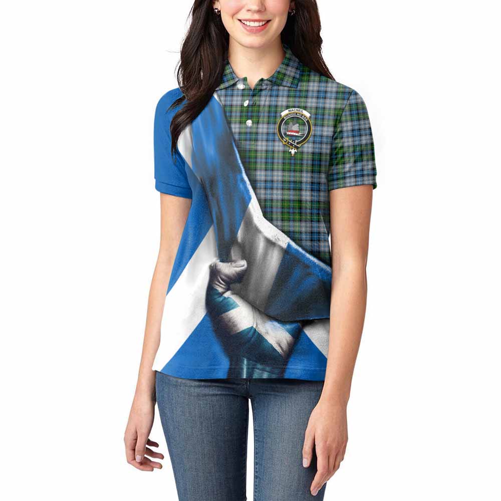 Tartan Vibes Clothing MacNeil (McNeil) Tartan Women's Polo Shirt with Family Crest Scotland Patriotic Style