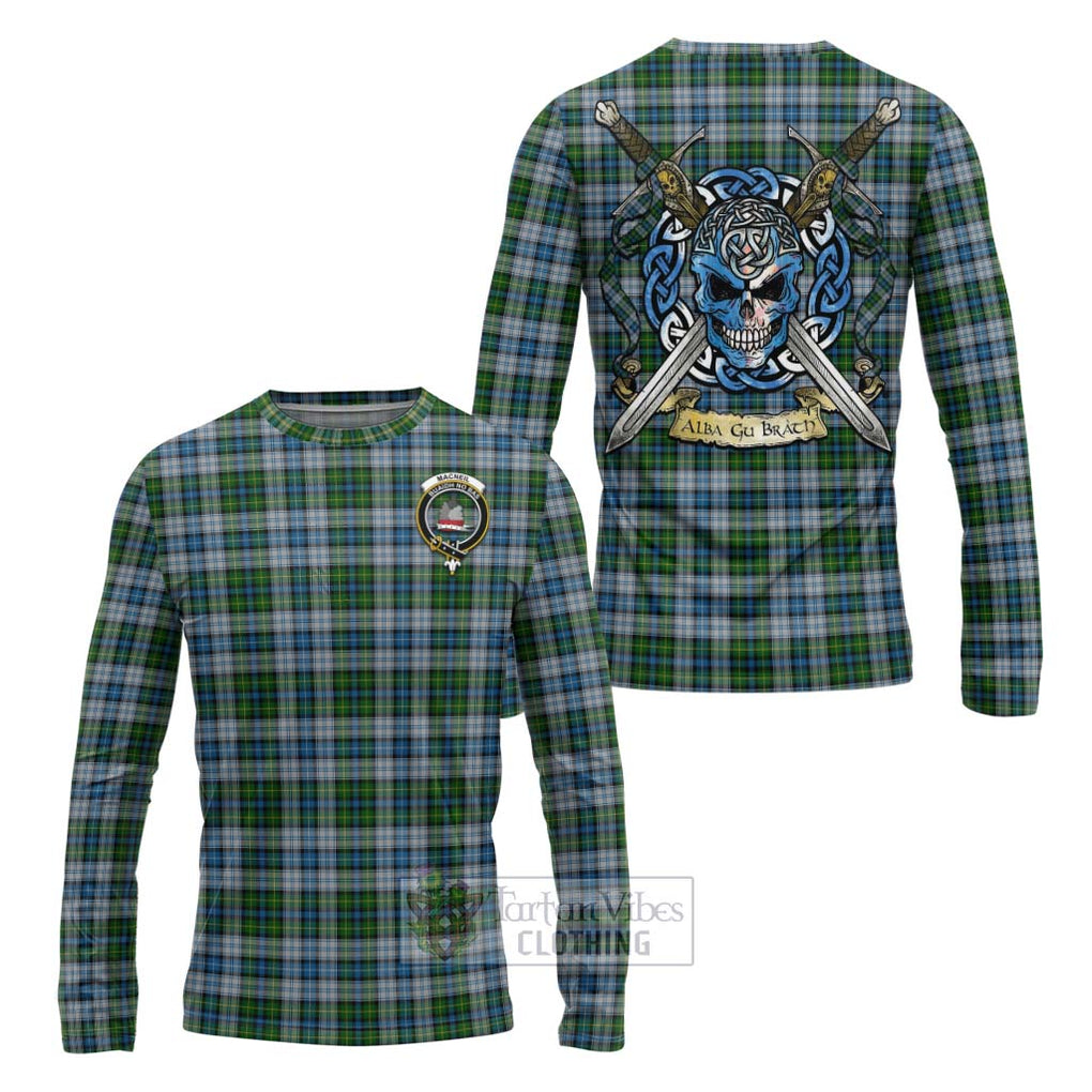 Tartan Vibes Clothing MacNeil (McNeil) Tartan Long Sleeve T-Shirt with Family Crest Celtic Skull Style