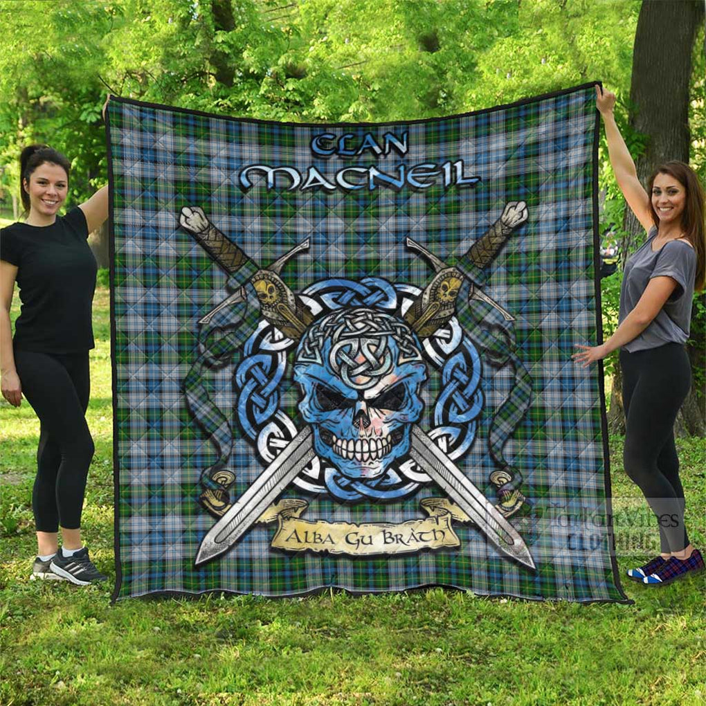 Tartan Vibes Clothing MacNeil (McNeil) Tartan Quilt with Celtic Skull Alba Gu Brath Style