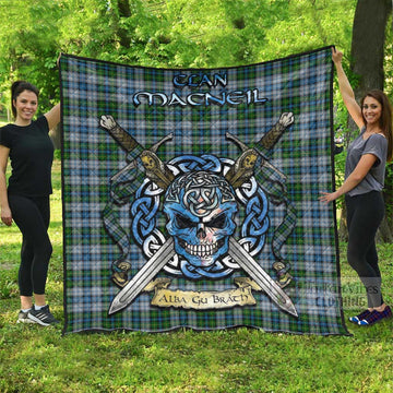 MacNeil (McNeil) Tartan Quilt with Celtic Skull Alba Gu Brath Style