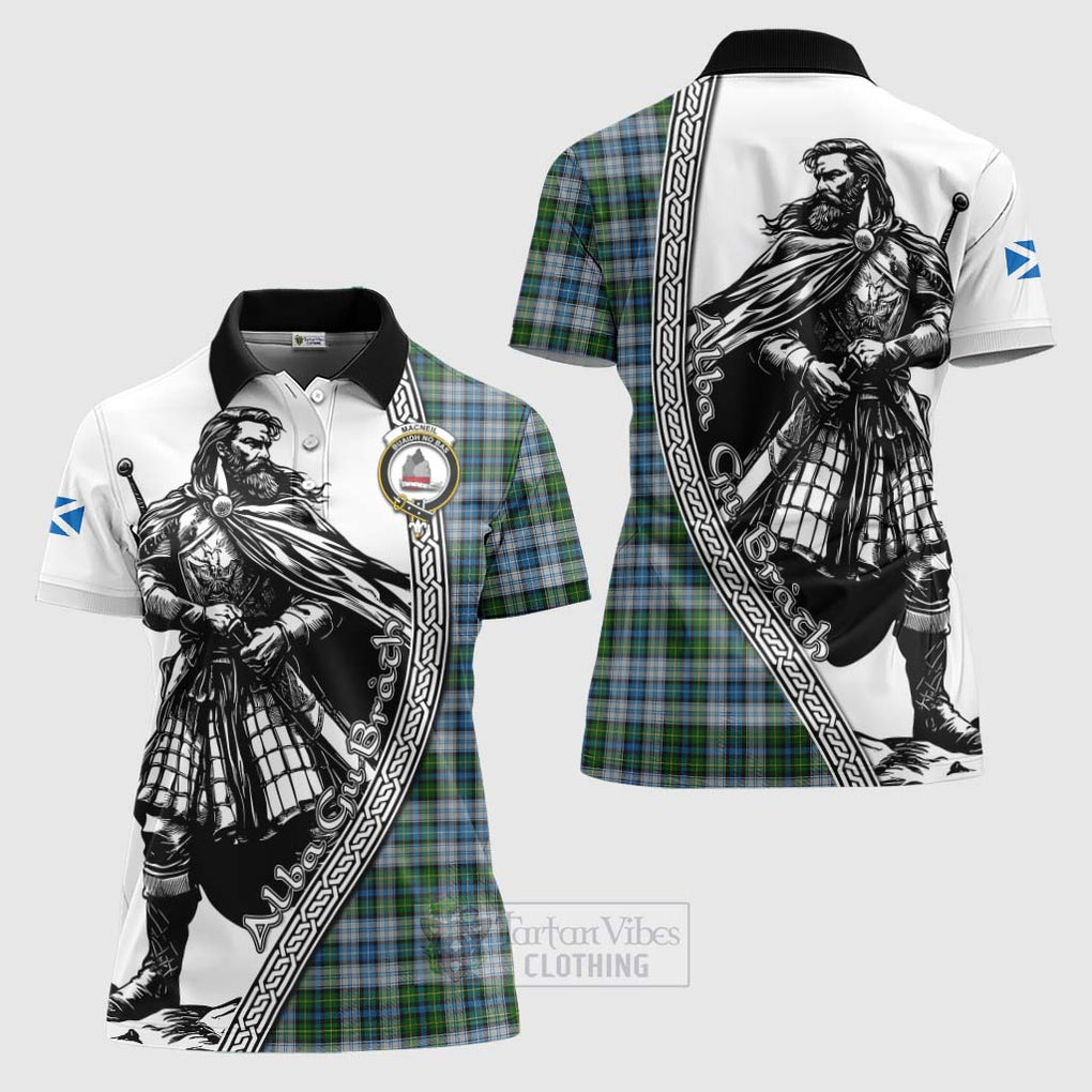 Tartan Vibes Clothing MacNeil (McNeil) Tartan Clan Crest Women's Polo Shirt with Highlander Warrior Celtic Style