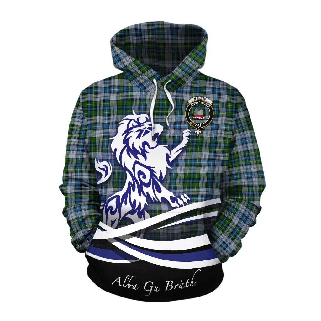 Tartan Vibes Clothing MacNeil (McNeil) Tartan Cotton Hoodie with Alba Gu Brath Regal Lion Emblem