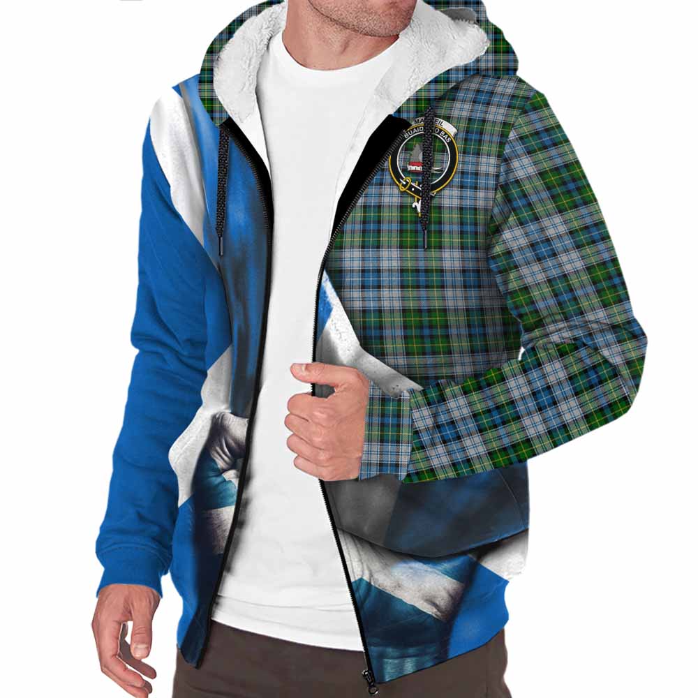 Tartan Vibes Clothing MacNeil (McNeil) Tartan Sherpa Hoodie with Family Crest Scotland Patriotic Style