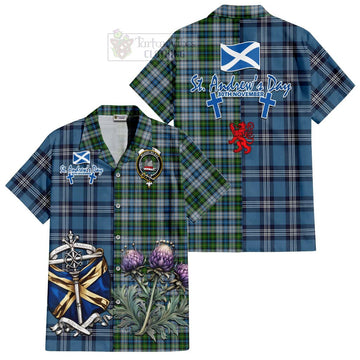 MacNeil (McNeil) Tartan Short Sleeve Button Shirt Happy St. Andrew's Day Half Tartan Style