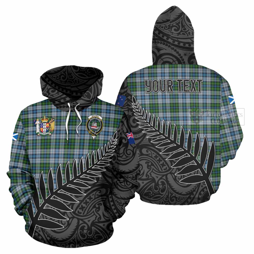 Tartan Vibes Clothing MacNeil (McNeil) Crest Tartan Hoodie with New Zealand Silver Fern Half Style