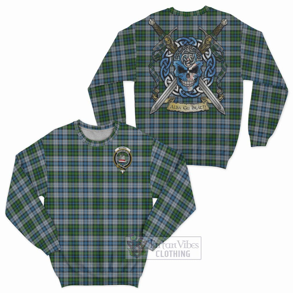 Tartan Vibes Clothing MacNeil (McNeil) Tartan Sweatshirt with Family Crest Celtic Skull Style