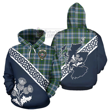 MacNeil (McNeil) Tartan Hoodie Featuring Thistle and Scotland Map