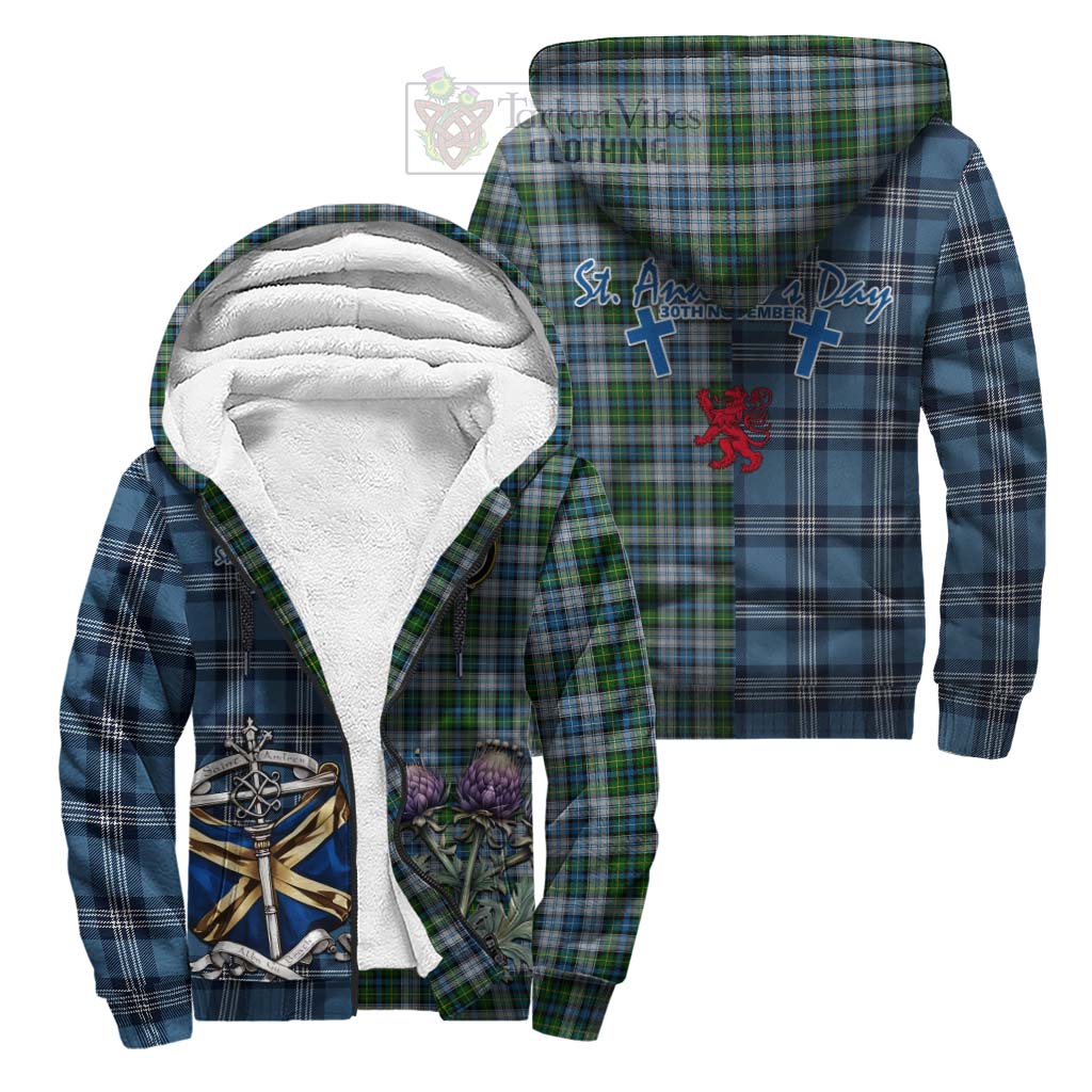 Tartan Vibes Clothing MacNeil (McNeil) Tartan Sherpa Hoodie Happy St. Andrew's Day Half Tartan Style